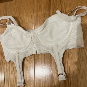 Edikted white crop top never worn lace up corset super cropped